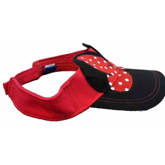 Walt Disney World Parks Disneyland Minnie Mouse Ears Polka Dot Red Visor Hat Cap - Picture 3 of 6